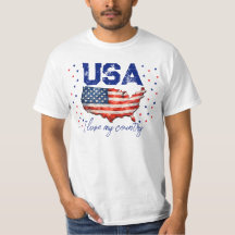 Vintage USA kaart patriottisch T-shirt - Ik hou va