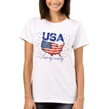 Vintage USA kaart Patriottisch T-shirt - Ik hou va