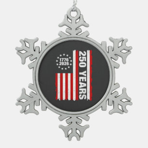 Vintage USA Semiquincentennial 250e verjaardag Tin Sneeuwvlok Ornament