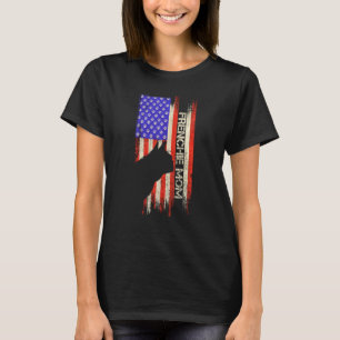 Vintage Usa Vlag Franse Bulldog Hond Moeder French T-shirt