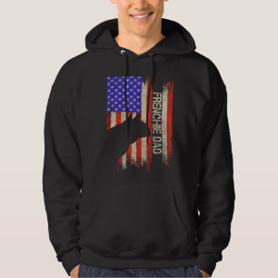 Vintage USA Vlag Franse Bulldog Hond Vader Frenchi Hoodie