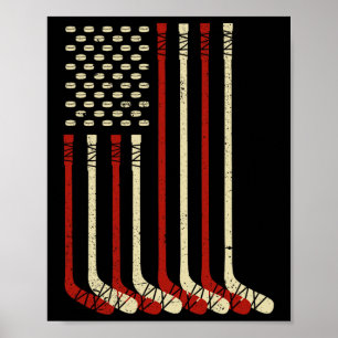 Vintage Usa Vlag Ijs Hockey - Grappige Ijs Hockey Poster