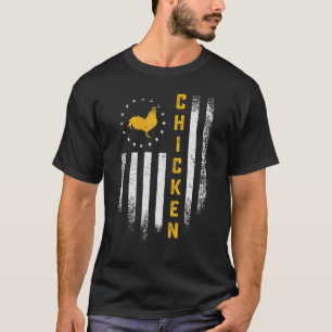 Vintage Usa Vlag Kip Grappige Haan Boerderij Silh T-shirt