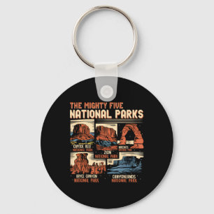 Vintage Utah Mighty Five 5 Nationale Parken Wandel Sleutelhanger