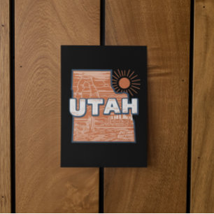 Vintage Utah Staatkaart Retro USA Reiskaart Briefkaart