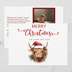 Vintage vache Joyeux Noël Bonne année Carte