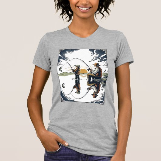 Vintage Vader en Kind Vissen Graveer Shirt D (Voorkant)