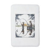 Vintage vader en kind vissen graveren T-shirt D Badmat (Voorkant Verticaal)