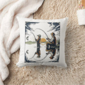 Vintage Vader en Kind Vissersgravure Shirt D Kussen (Deken)