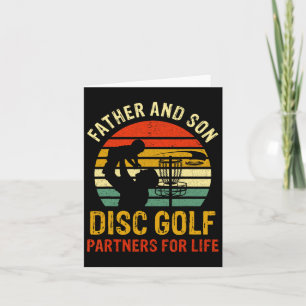 Vintage vader en zoon disc golf partners voor het kaart
