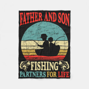 Vintage vader zoon vispartners voor het leven papa fleece deken