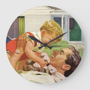 Vintage Vaderdag, Gelukkig gezin in de voorsteden Grote Klok