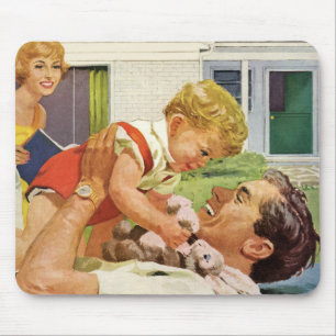 Vintage Vaderdag, Gelukkig Gezin in de Voorsteden Muismat