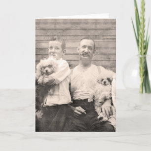 Vintage Vaderdag Papa en Hond Papa Poodles Kaart