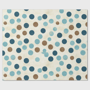 Vintage Vaderdag polka stippen in blauw en bruin Cadeaupapier