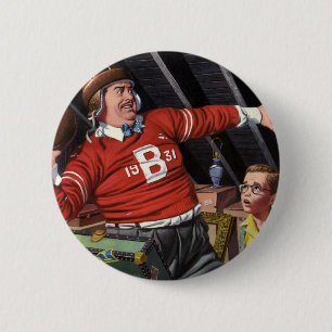 Vintage Vaderdag, Sporten Voetbal Vader en Zoon Ronde Button 5,7 Cm