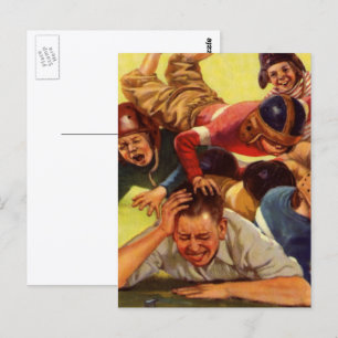 Vintage Vaderdag, Voetbal Kinderen en Familie Hond Briefkaart