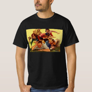 Vintage Vaderdag, Voetbal Kinderen en Familie Hond T-shirt