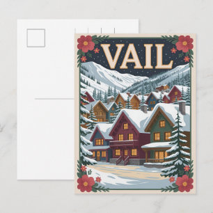 Vintage Vail Colorado buiten winter sneeuw ski Briefkaart