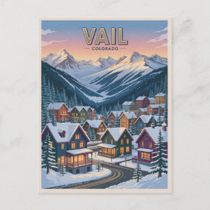 vintage Vail Colorado buiten winter sneeuw ski Briefkaart