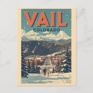 vintage Vail Colorado buiten winter sneeuw skiën Briefkaart