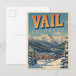 vintage Vail Colorado outdoor winter snow ski Briefkaart