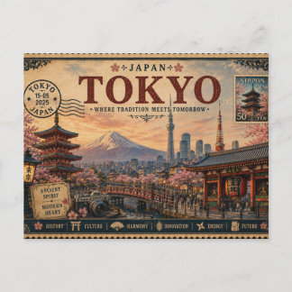 Vintage vakantie-aandenken uit Japan Briefkaart
