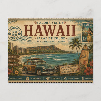 Vintage vakantie-souvenir uit Hawaï Briefkaart