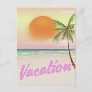 Vintage vakantie strandposter jaren 80 briefkaart