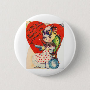 Vintage Valentijn Beer Ronde Button 5,7 Cm
