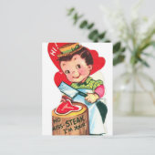 vintage Valentijn butcher retro Feestdagenkaart (Staand voorkant)