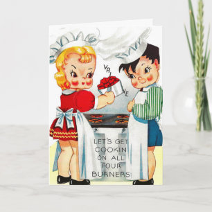 Vintage Valentijn Koken Feestdagen Kaart