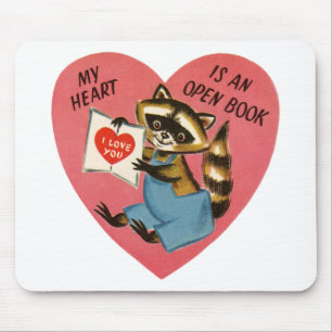 Vintage Valentijn Raccoon Muismat