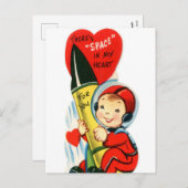 Vintage Valentijn-raketboot briefkaart (Voorkant / Achterkant)