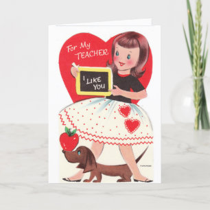 Vintage Valentijn - voor Mijn Leraar, Feestdagen Kaart