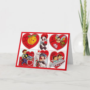 Vintage Valentijns RuimteSchip Feestdagen Kaart