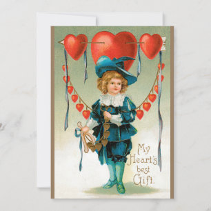 Vintage Valentijnsdag, Victoriaanse jongen met har Feestdagenkaart