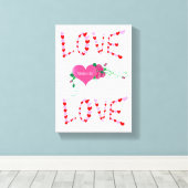 Vintage Valentijnsdag voor uitgebreide Canvas afdr Afdruk (Insitu (Houten vloer))