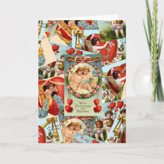 Vintage Valentijnse collage Feestdagen Kaart (Voorkant)