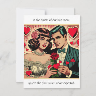 Vintage Valentijnskaart met citaat en een sassy ui Notitiekaartje