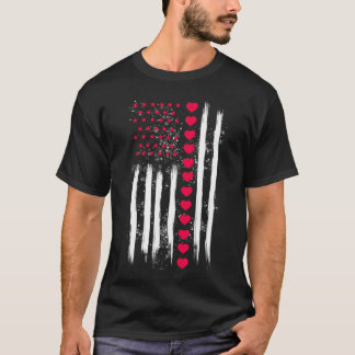 Vintage Valentine Day American Flag Heart Perfect  T-shirt