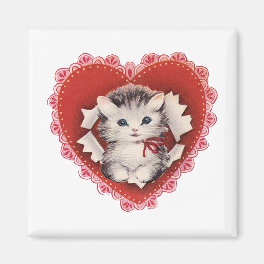 Vintage Valentine Kitty Magnet (Devant)