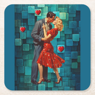 VINTAGE VALENTINE PASSIE VIERKANTE KARTONNEN ONDERZETTER