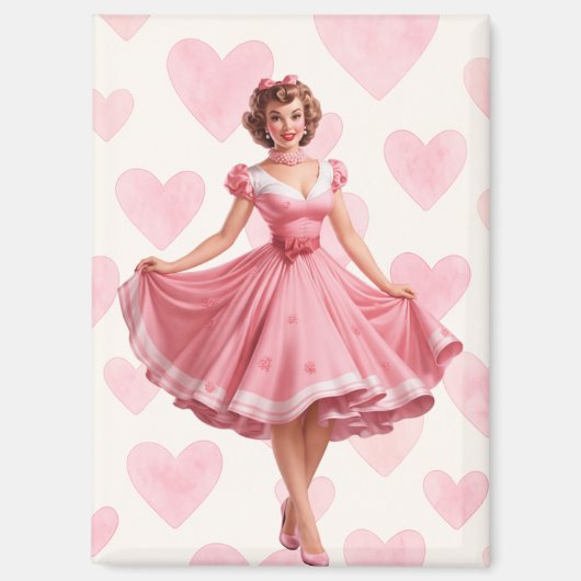 Vintage Valentine Pin-Up Girl Magnet  (Recto)