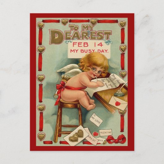 Vintage Valentine Postcard Feestdagenkaart (Voorkant)