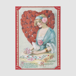 Vintage Valentine Young Woman with Love Letters Tissuepapier