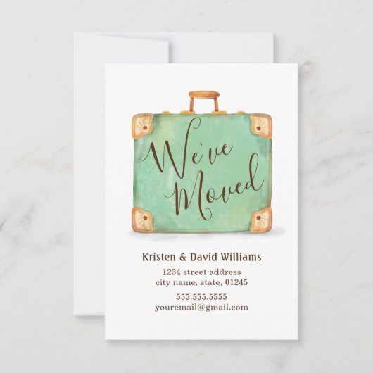 Vintage valise Nous avons déplacé le Faire-part de (Devant)