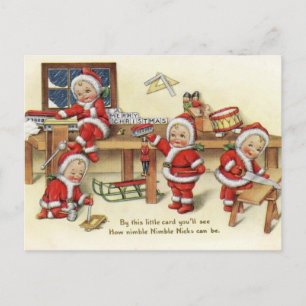 Vintage van Baby Santas Feestdagenkaart