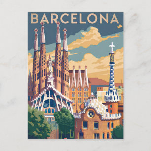 Vintage van Barcelona Spanje Briefkaart