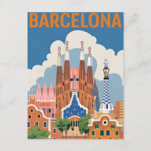 Vintage van Barcelona Spanje Briefkaart